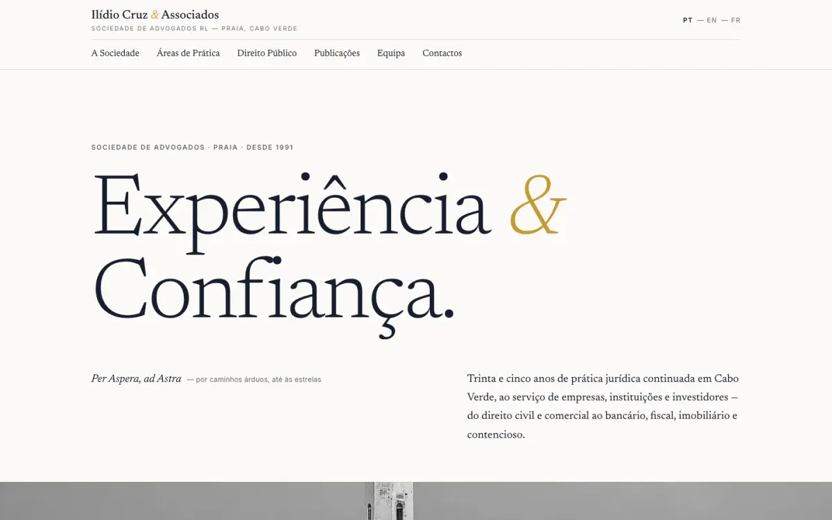 Website de Ilídio Cruz & Associados criado pela Atum Fresku.