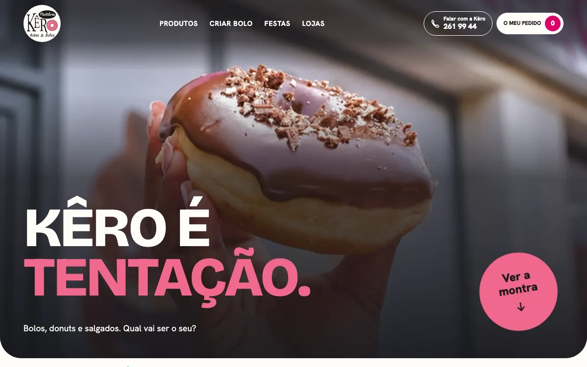 Website de Pastelaria Kêro criado pela Atum Fresku.